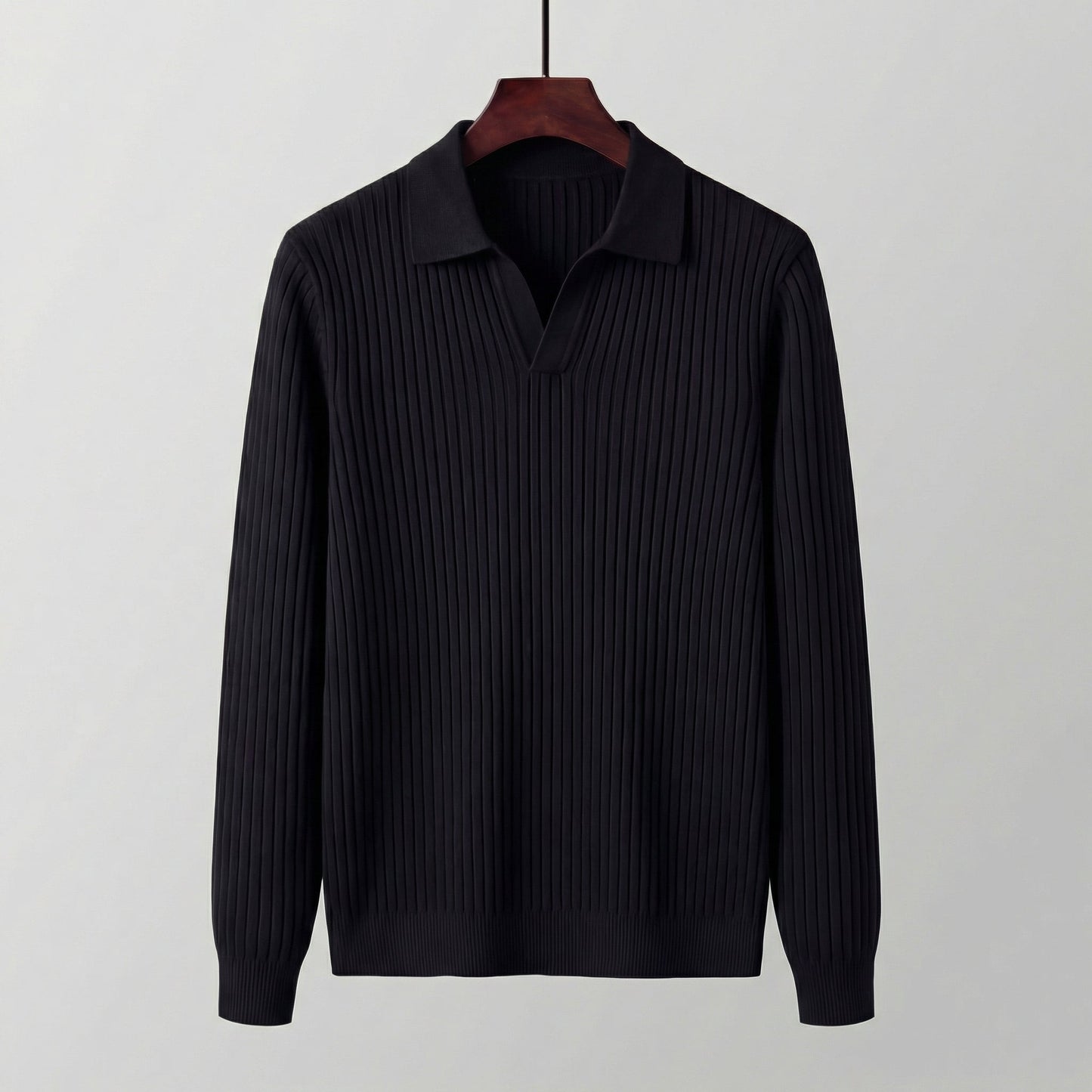 Polo Shirt Heren Lange Mouwen V-Hals Casual