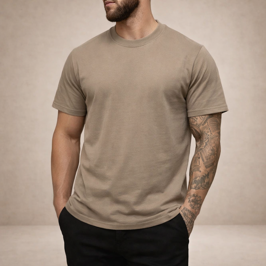 T-shirt Heren Slim Fit Ronde Hals Korte Mouwen