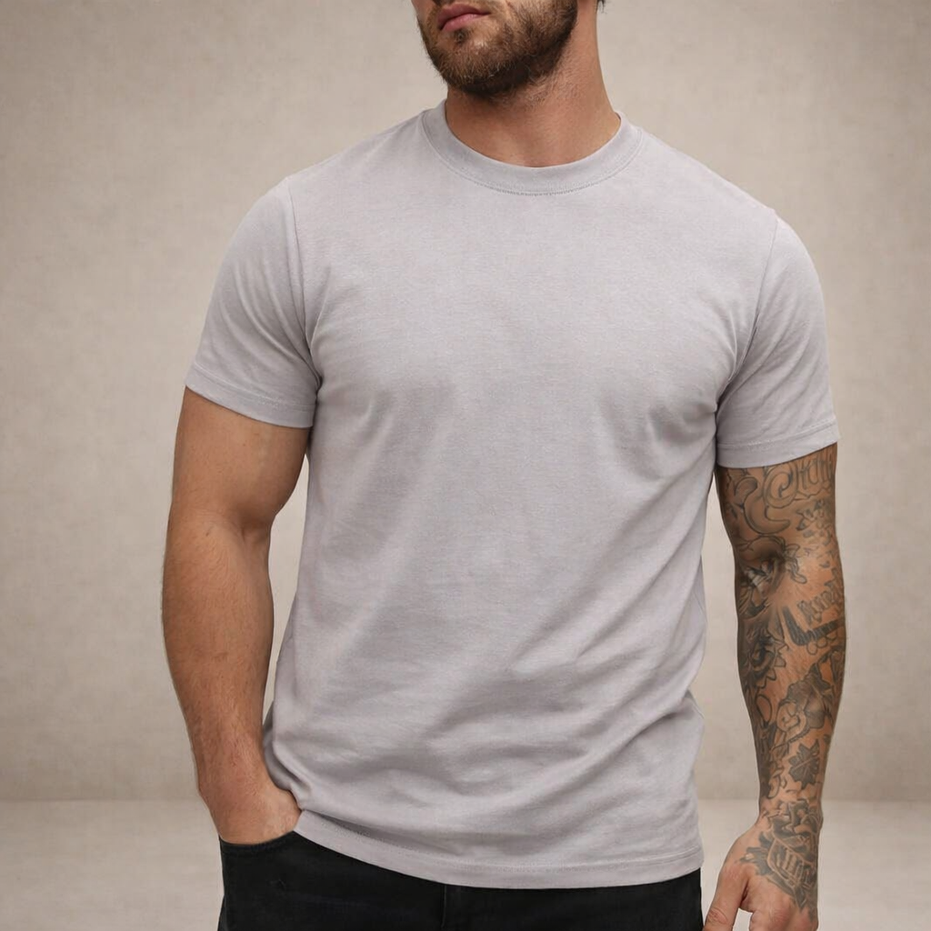 T-shirt Heren Slim Fit Ronde Hals Korte Mouwen