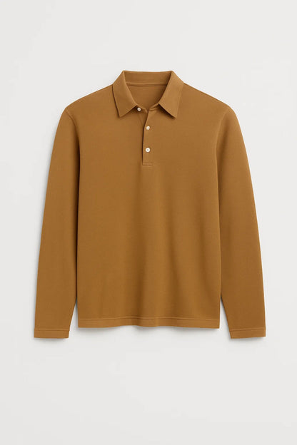 T Shirt Heren Slim Fit Katoen Polokraag Lange Mouwen