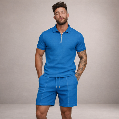 Poloshirt en shorts set Heren Slim Fit Ademend Korte Mouwen