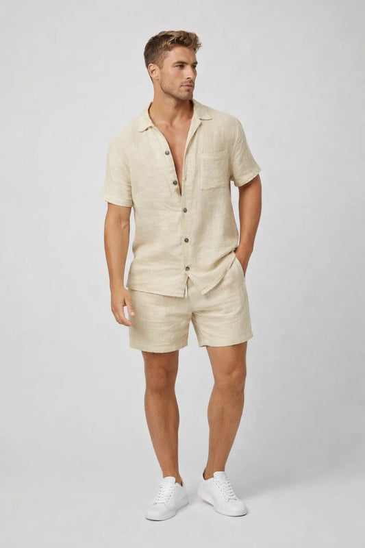 Set Heren Regular Fit Knoopjes Korte Mouwen Casual Zomer