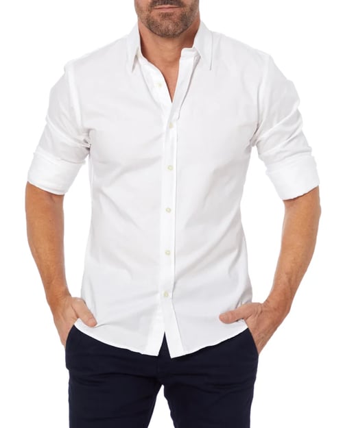 Oxford overhemd Heren slim fit stretch met ritssluiting