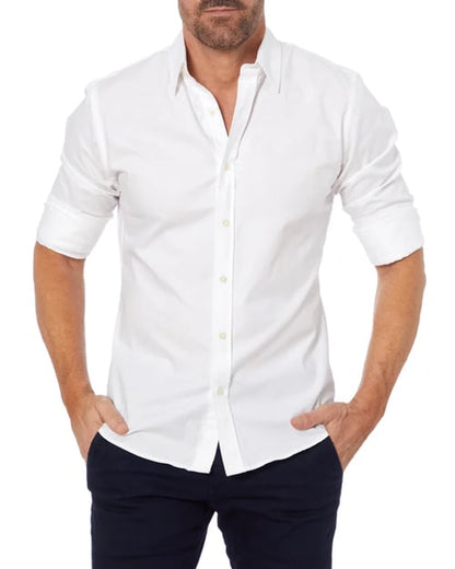 Oxford overhemd Heren slim fit stretch met ritssluiting