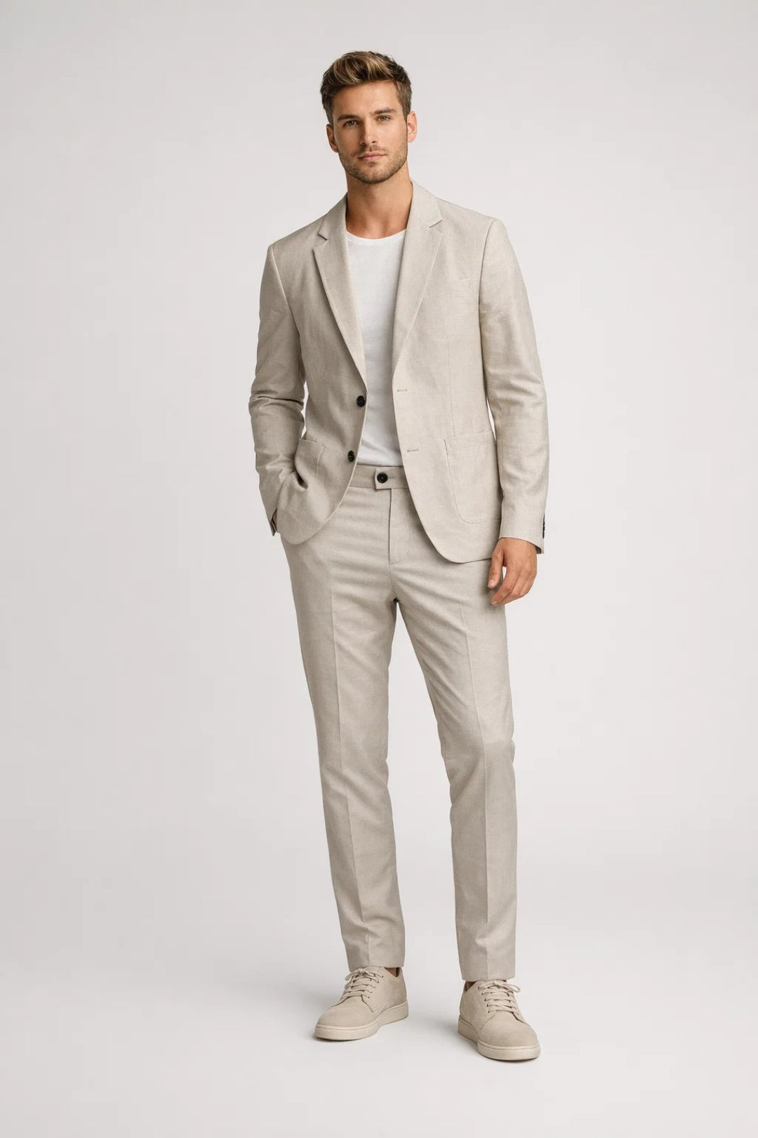 Heren set Slim Fit Tweed Colbert en Pantalon