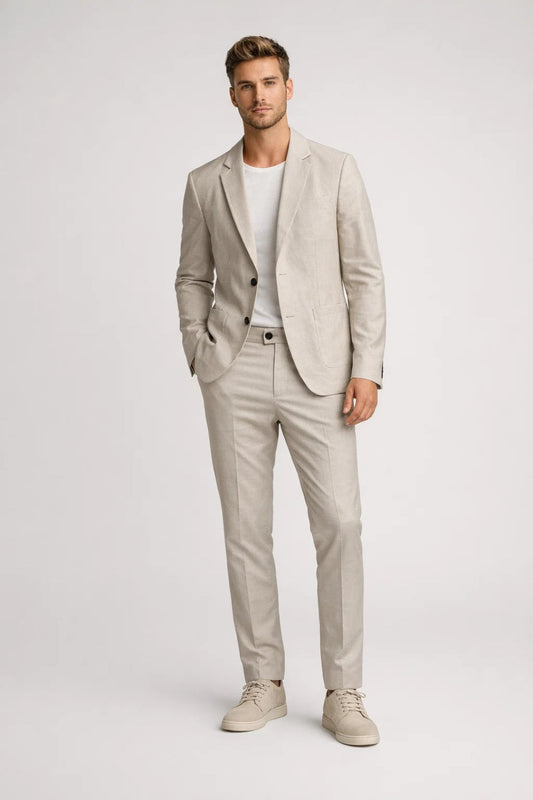 Heren set Slim Fit Tweed Colbert en Pantalon