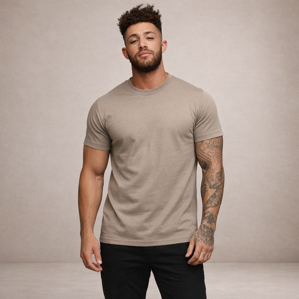T-shirt Heren Slim Fit Ronde Hals Korte Mouwen
