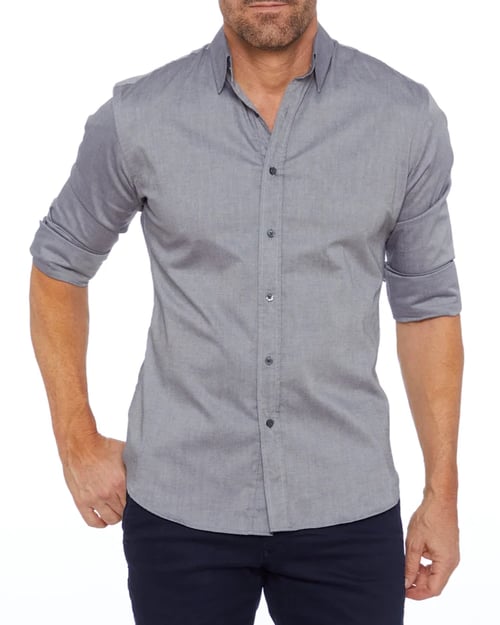 Oxford overhemd Heren slim fit stretch met ritssluiting