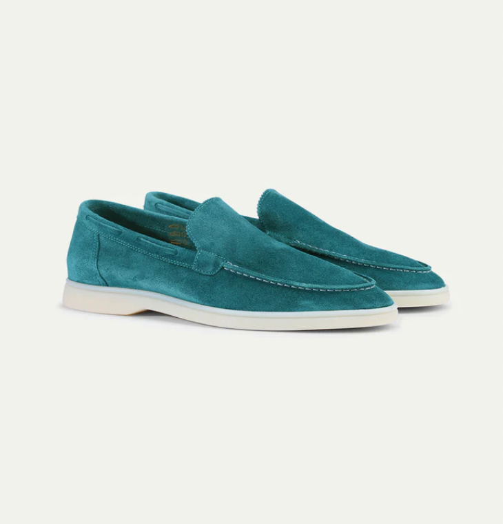 Leder-Loafer Heren Regular Fit Ronde Hals Casual
