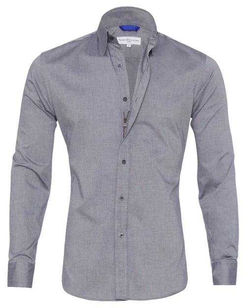 Oxford overhemd Heren slim fit stretch met ritssluiting