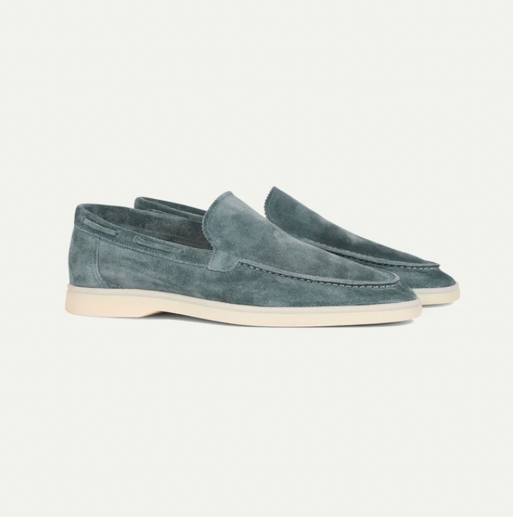Leder-Loafer Heren Regular Fit Ronde Hals Casual