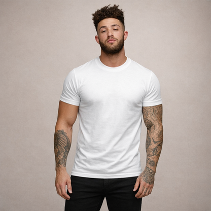 T-shirt Heren Slim Fit Ronde Hals Korte Mouwen