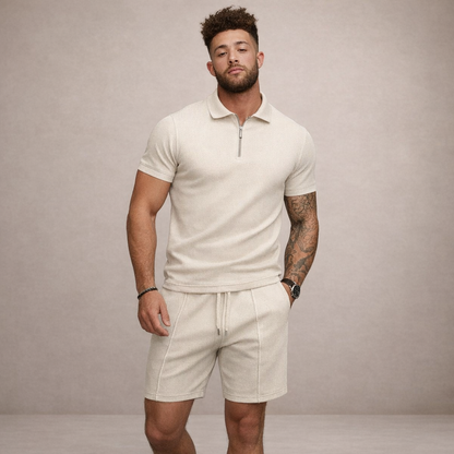 Poloshirt en shorts set Heren Slim Fit Ademend Korte Mouwen