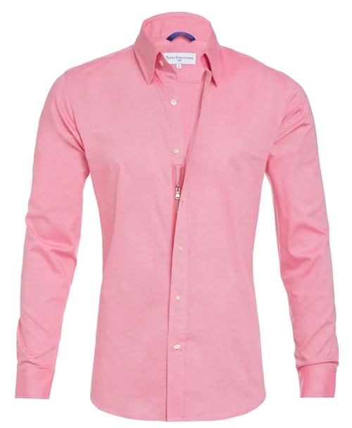 Oxford overhemd Heren slim fit stretch met ritssluiting
