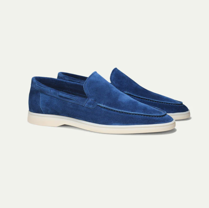 Leder-Loafer Heren Regular Fit Ronde Hals Casual