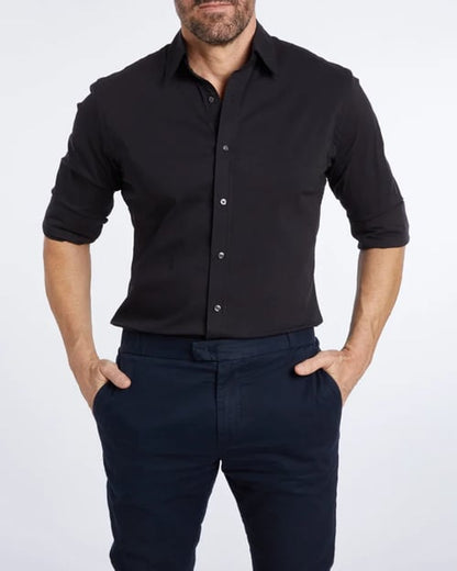 Oxford overhemd Heren slim fit stretch met ritssluiting