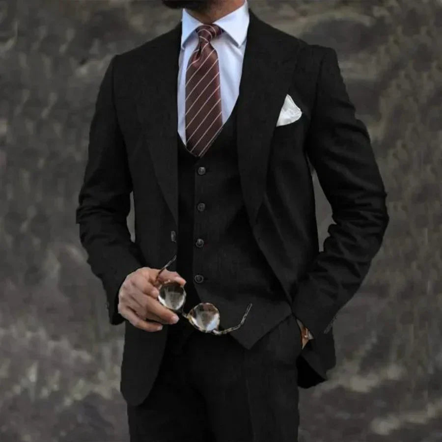 Luxe Heren Driedelig Pak met Blazer en Gilet en Pantalon