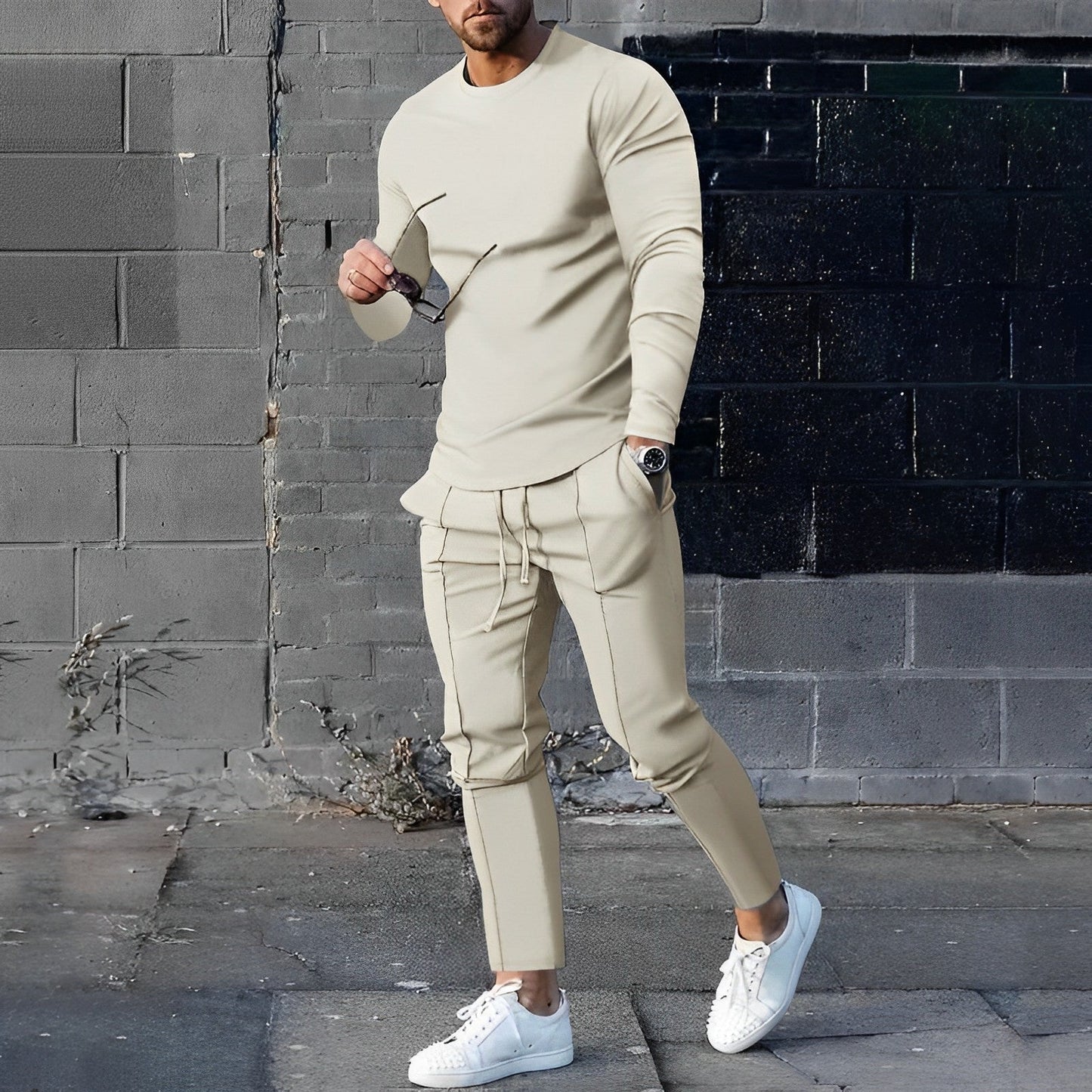 Heren Tracksuit Trainingspak met Longsleeve Trui en Joggingsbroek
