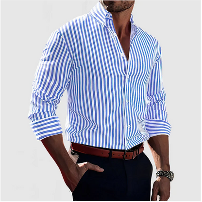 Heren Gestreept Button-down Overhemd Met Lange Mouwen