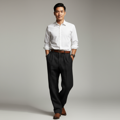 Linnen Broek Heren Rechte Pijp Comfort Fit