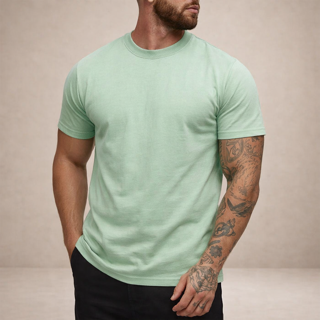 T-shirt Heren Slim Fit Ronde Hals Korte Mouwen