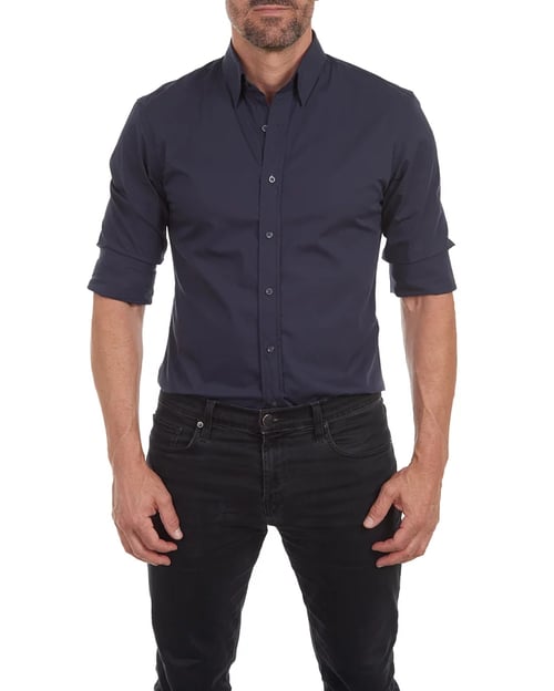 Oxford overhemd Heren slim fit stretch met ritssluiting
