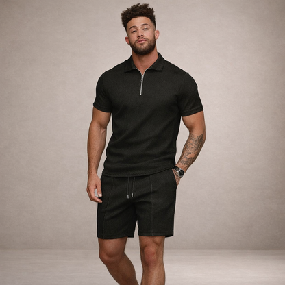 Poloshirt en shorts set Heren Slim Fit Ademend Korte Mouwen