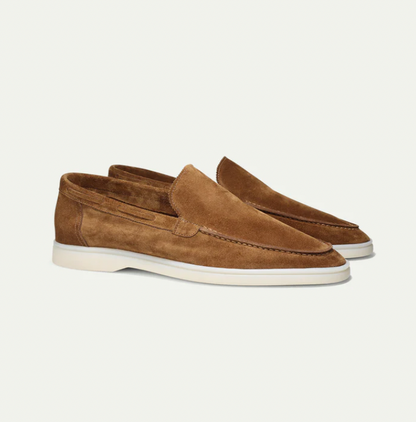 Leder-Loafer Heren Regular Fit Ronde Hals Casual