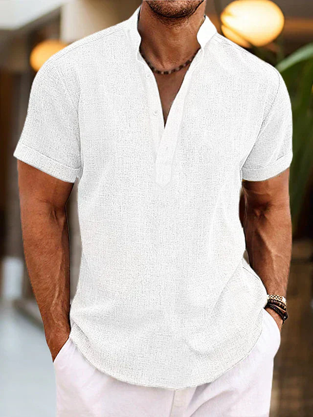 Peter | Heren Zomer Henley-Shirt met Korte Mouwen