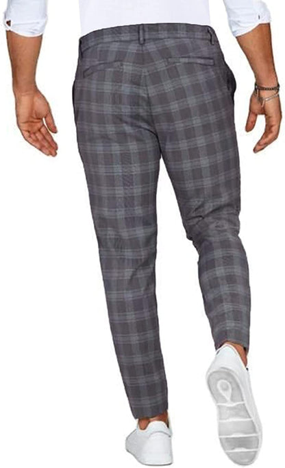 Chino Broek Heren Slim Fit Ruitpatroon Lente Casual