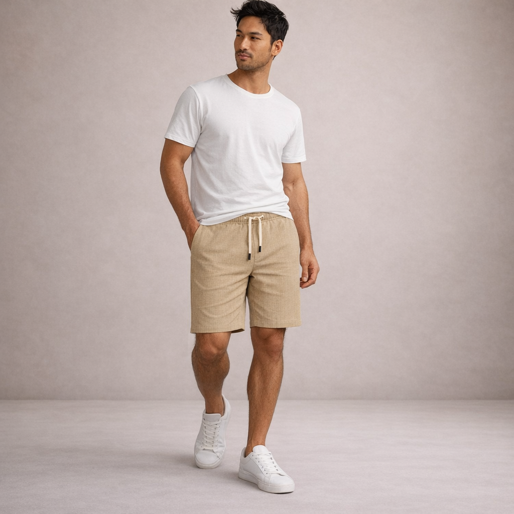 Korte Broek Heren Linnen Regular Fit Ademend Zomer Casual