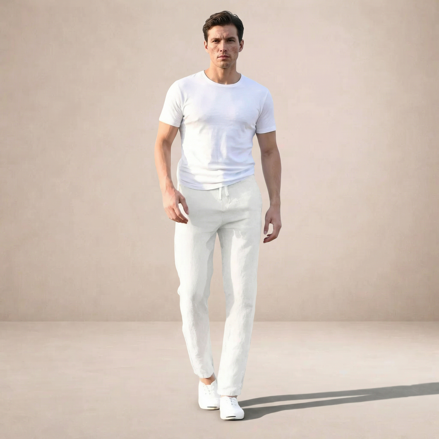 Linnen zomerbroek Heren Regular Fit Ademend materiaal Elastische taille