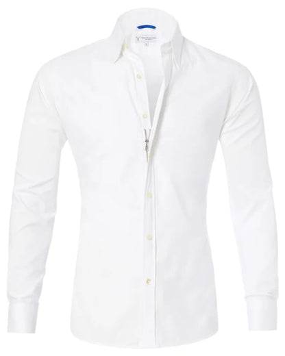 Oxford overhemd Heren slim fit stretch met ritssluiting