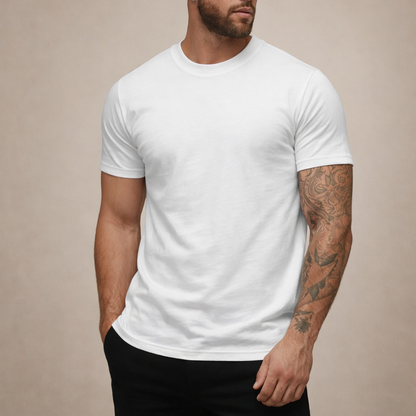 T-shirt Heren Slim Fit Ronde Hals Korte Mouwen