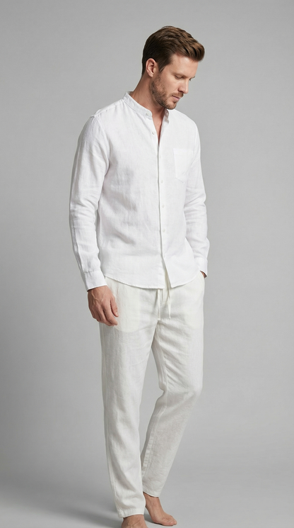 Heren Co-Ord Set Slim Fit Overhemd Broek Zomer