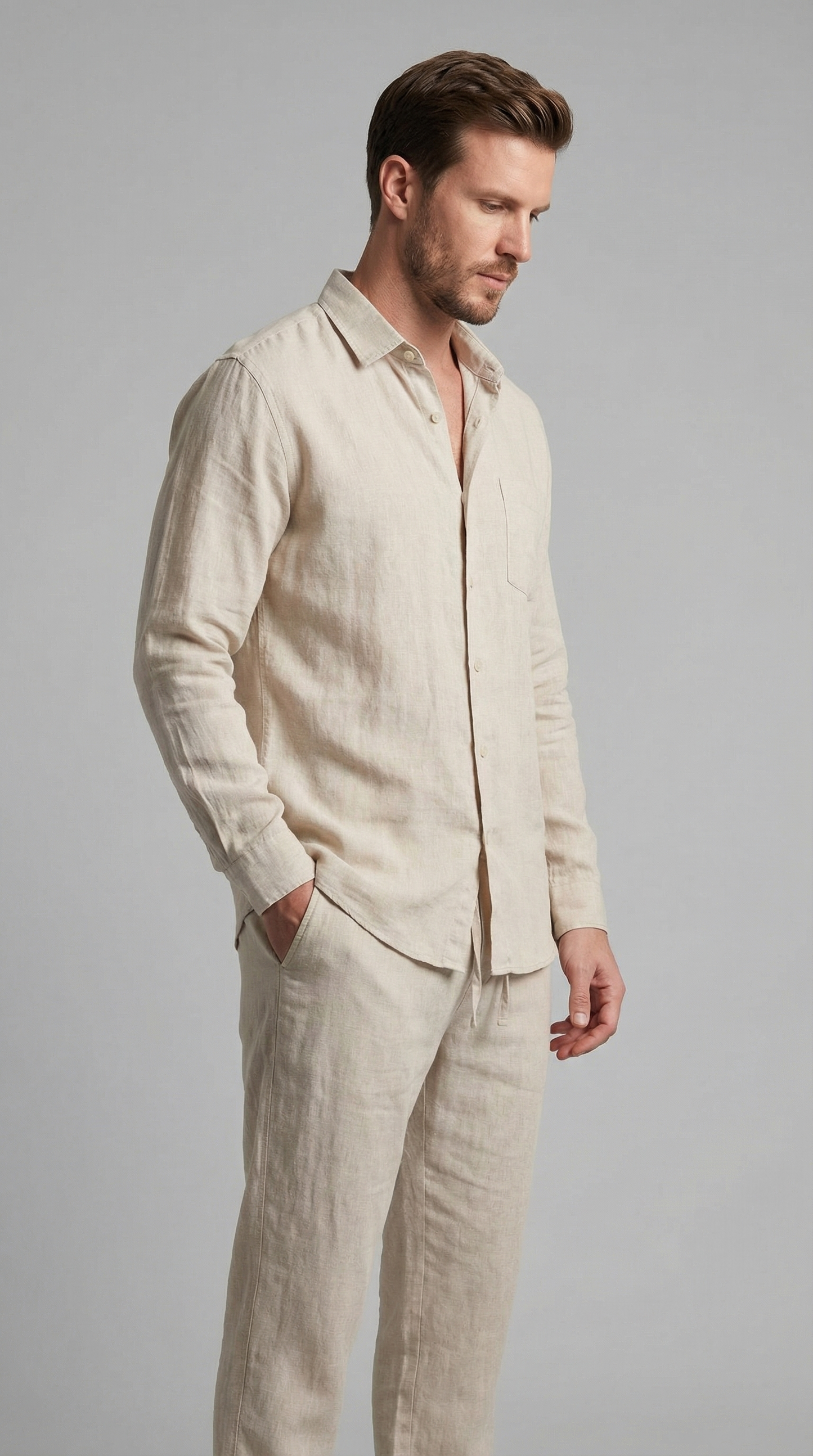 Herenset Shirt Pantalon Slim Fit Zomer