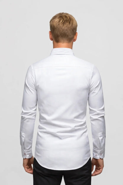 Overhemd Heren Getailleerd Zakelijk Casual Modern Lange Mouwen