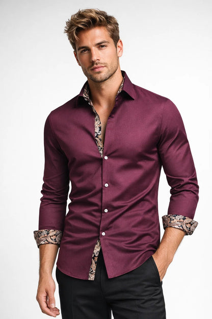 Overhemd Heren Getailleerd Zakelijk Casual Modern Lange Mouwen