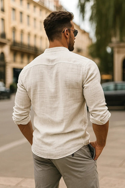 Overhemden Heren Relaxed Fit Driekwartmouwen Casual Zomer
