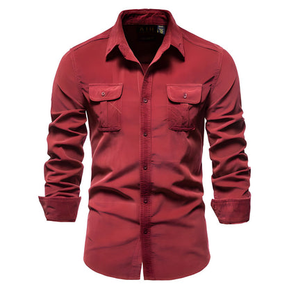 Heren Blouse met Lange Mouwen en Borstzakken