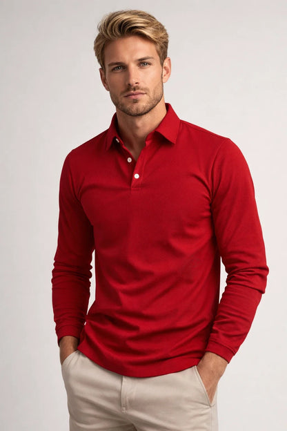 Polo Heren Lange Mouwen Slim Fit Klassieke Kraag Casual