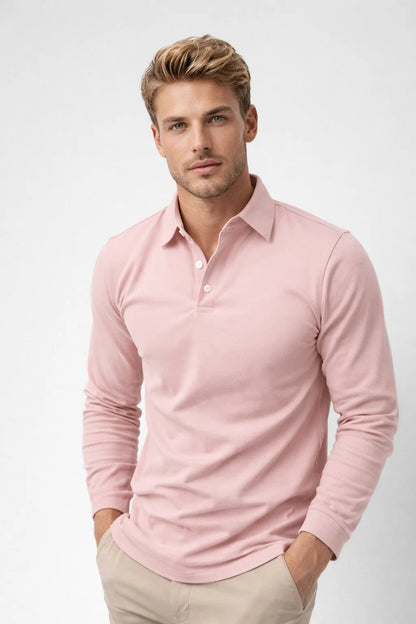 Polo Heren Lange Mouwen Slim Fit Klassieke Kraag Casual
