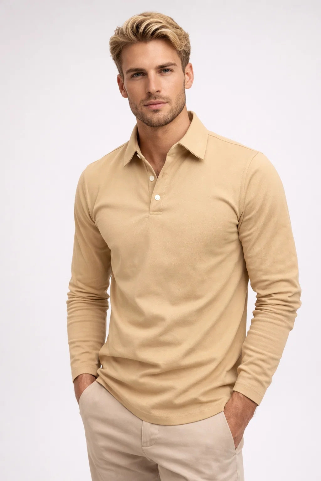 Polo Heren Lange Mouwen Slim Fit Klassieke Kraag Casual
