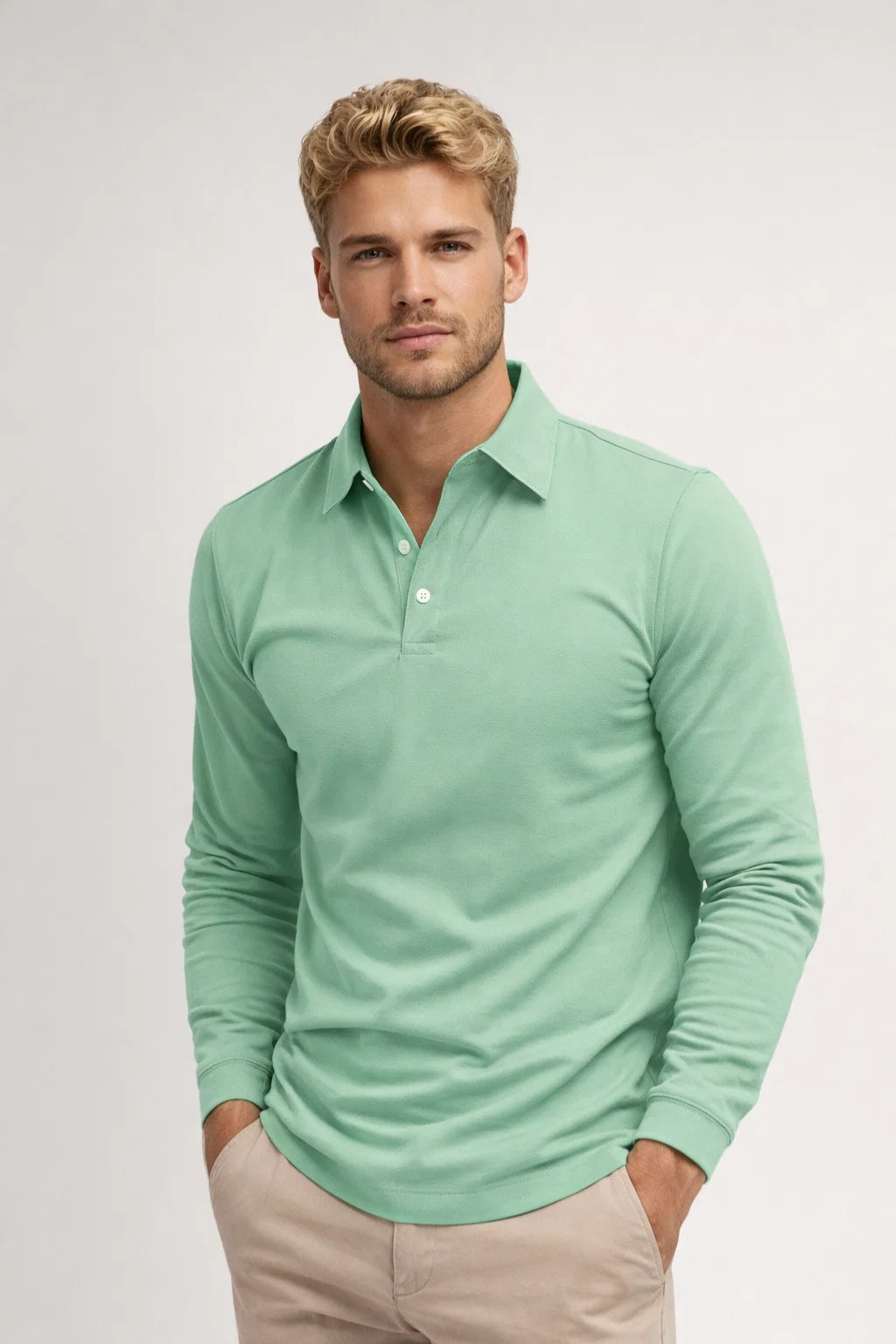 Polo Heren Lange Mouwen Slim Fit Klassieke Kraag Casual