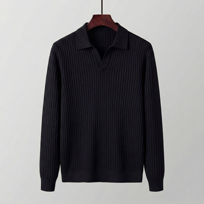 Polo Shirt Heren Lange Mouwen V-Hals Casual