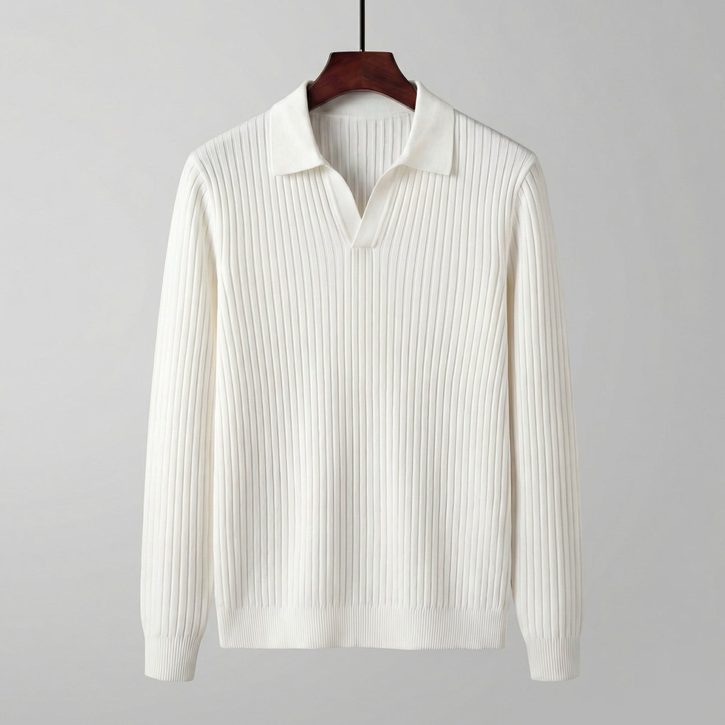 Polo Shirt Heren Lange Mouwen V-Hals Casual