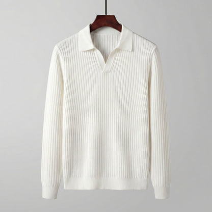 Polo Shirt Heren Lange Mouwen V-Hals Casual