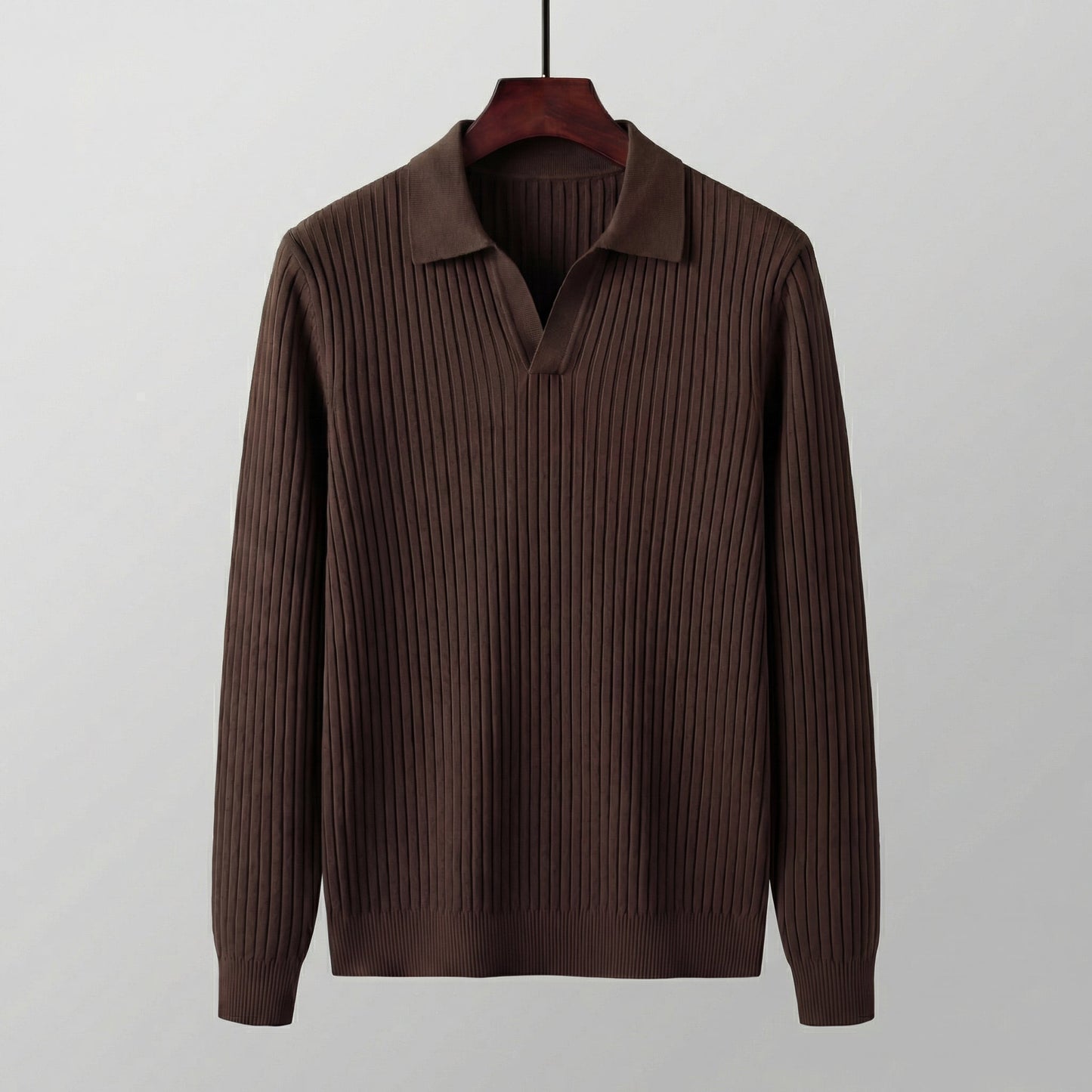 Polo Shirt Heren Lange Mouwen V-Hals Casual