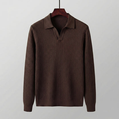Polo Shirt Heren Lange Mouwen V-Hals Casual