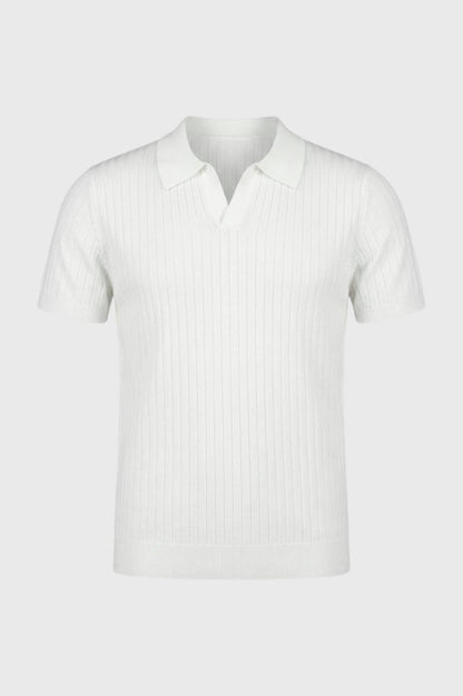 Polo Shirt Heren Regular Fit Geribde Knit Korte Mouwen
